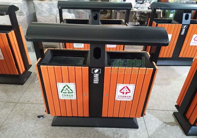 戶(hù)外鋼木垃圾桶投放清潔深圳大鵬最美海岸線(xiàn)
